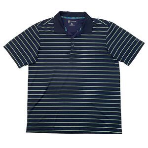 St. Andrews of Scotland Polo Shirt Mens XL Extra Large Navy Blue Striped Golf
